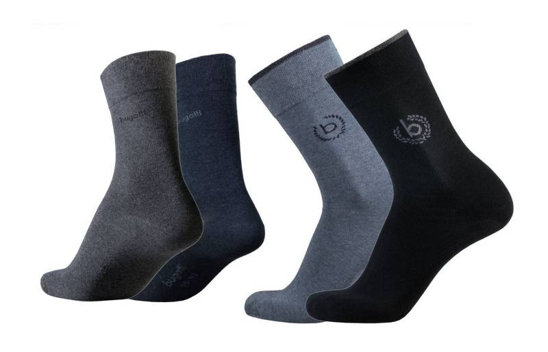 bugatti Basicsocken 6762498942 bugatti Herren 4er Pack Logo + uni basic schwarz, jeans melange von bugatti