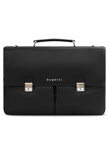 bugatti Valencia Aktentasche Herren größe XL| Arbeitstasche aus Leder mit 3-Hauptfächern, Handy und Laptopfach, Reißverschlussfach - Messenger Bag | 43cm x 12cm x 32cm von bugatti