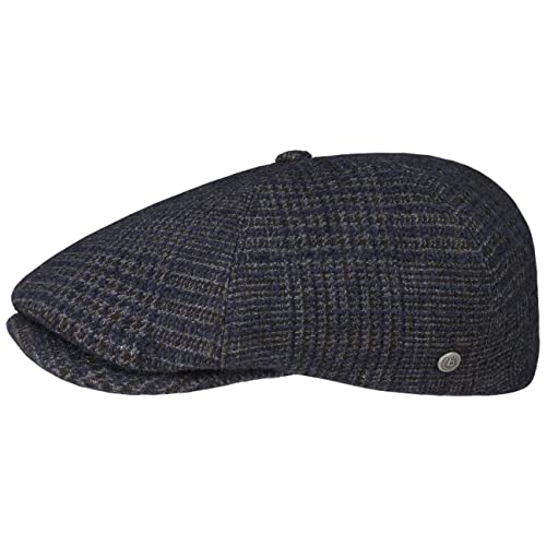Bugatti Willerson Check Flatcap Schirmmütze Schiebermütze Ballonmütze Herren - Made in The EU mit Schirm, Schirm Winter Herbst-Winter - 59 cm dunkelblau von Bugatti
