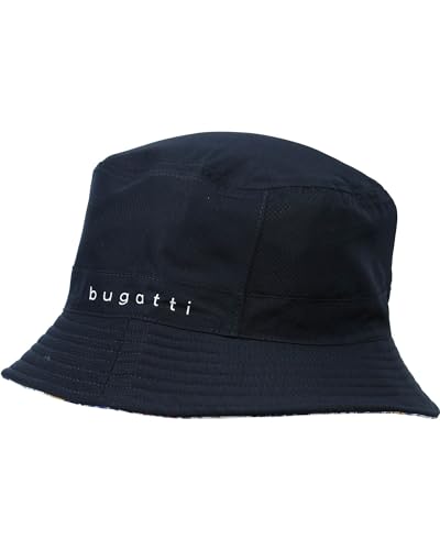 bugatti wendbarer Bucket Hat - Fischerhut einfarbig und mit tropischem Blumen-Design Navy von bugatti