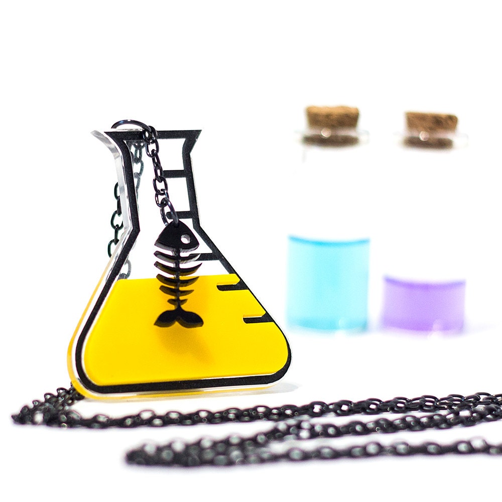 Chemie Halskette, Fischgräte in Säure Geek Schmuck, Laser Cut Acryl Chemie Halskette, Fischgräte in Säure Geek Schmuck, Laser Cut Acryl von bugga
