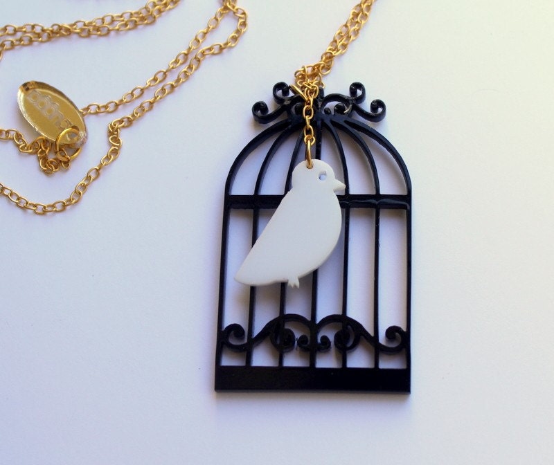 Vogelkäfig Halskette, Plexiglas Schmuck, Lasercut Acryl, Geschenke Unter 25 Vogelkäfig Halskette, Plexiglas Schmuck, Lasercut Acryl, Geschenke Unter 25 von bugga