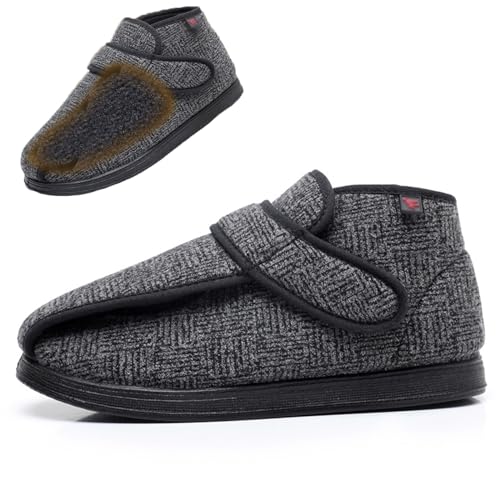 Diabetiker Schuhe Herren Extra Weit Verstellbare fette Schuhe,Herren Winterschuhe Warm Diabetiker Schuhe Extra Weit Orthopädische Verbandschuh Bequemer Rehaschuhe Diabetische Füße EU 47(29cm/11.4in) von bumuam