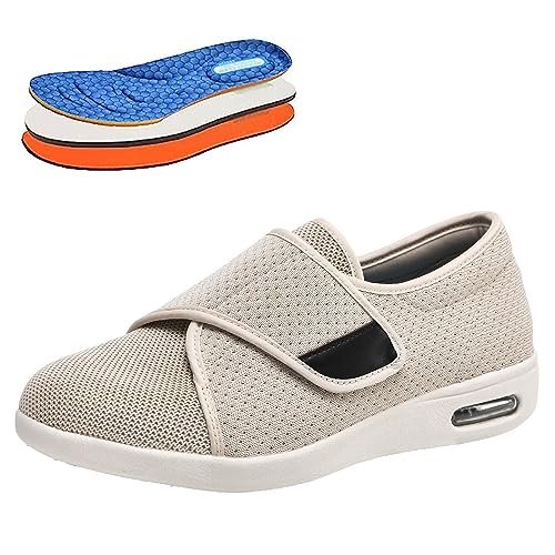 Leichtgewichtig Schuhe,Unisex Extra breite Ödem Schuhe Gesundheitsschuh für Senioren Diabetiker und Hallux Valgus EU 37(24cm/9.4in) von bumuam