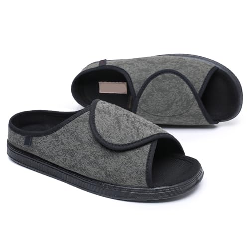bumuam Diabetiker Hausschuhe Damen Orthopädische Verstellbare Gesundheitsschuhe Verbandschuhe bei geschwollene Füße Reha-Schuhe Ödeme Hausschuhe Dark Gray 35 von bumuam