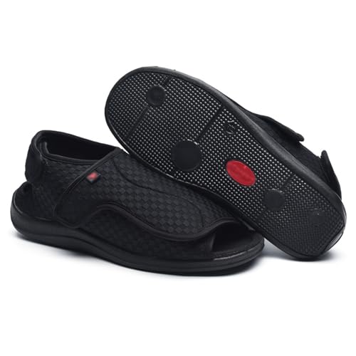 bumuam Diabetiker Sandalen Herren Extra Weit Undichter Zehsandalen Orthopädische Schuhe Sommer Freizeitschuhe Bequem Rehaschuhe für Geschwollen Füße EU 43(27cm/10.6in) von bumuam