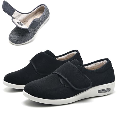 bumuam Diabetiker Schuhe Damen Extra Weite Einstellbar Walking Schuhe,Winter Wärme Gesundheitsschuh Extra Weite Einstellbar Walking Schuhe Präventivschuhe Weiche Schuhe EU 43(28cm/11in) von bumuam