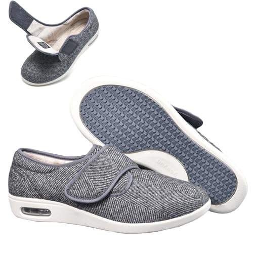 bumuam Diabetiker Schuhe Herren Extra Weit Gesundheitsschuhe Herren,Winter Wärme Gesundheitsschuh Extra Weite Einstellbar Walking Schuhe Präventivschuhe Weiche Schuhe EU 39(25.5cm/10in) von bumuam