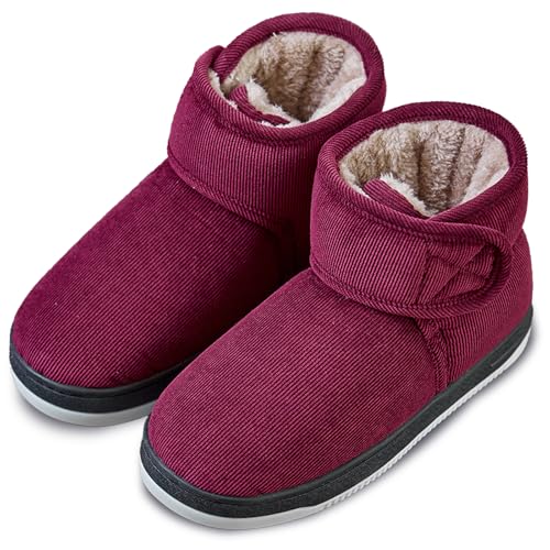 bumuam Unisex Warme Hausschuhe Stiefel Verstellbare Mode Winterschuhe Bootie Orthopädische Rutschfeste Baumwollschuhe für Geschwollene Füße von bumuam