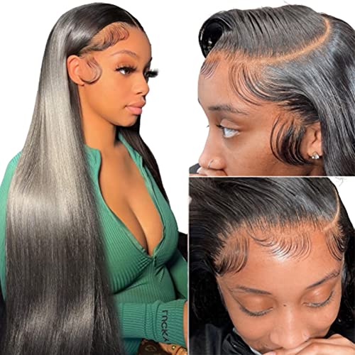 Straight Lace Front Wigs Human Hair 13x4 HD Transparent Lace Front Wigs for Black Women Glueless Brazilian Virgin Hair Lace Frontal Wig 150% Density Pre Plucked with Baby Hair Hairline von bunGiol