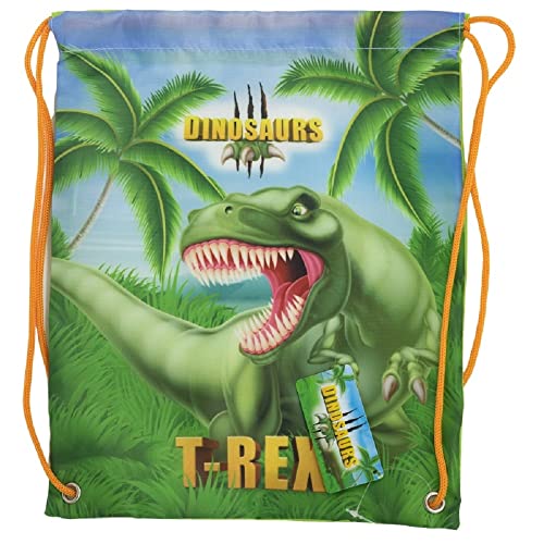 Premium Kinder Turnbeutel Dinosaurier T-Rex Unisex Tasche | Kindergarten, Krippe, Reise, Sport | geeignet als Gymsack, Rucksack, Spieltasche, Sportbeutel, Schuhbeutel - für Mädchen und Jungen von bunchy