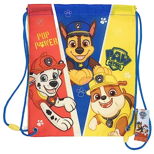 Premium Paw Patrol Pup Power - Kinder Turnbeutel für Kindergarten, Krippe, Reise oder Sport - für Mädchen und Jungen von bunchy