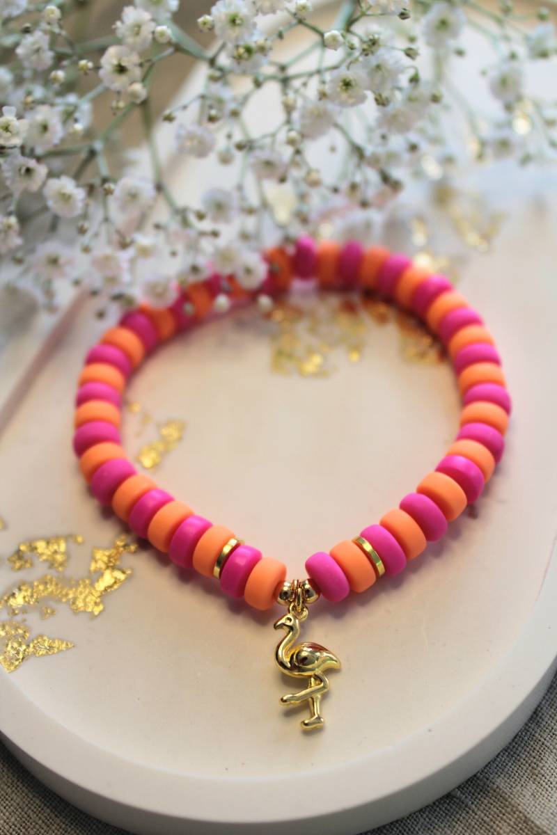 Armband Flamingo | Orange Pink Sommerfest Geburtstagsgeschenk Freundinnen Mädelsabend Vergoldet Armband Flamingo | Orange Pink Sommerfest Geburtstagsgeschenk Freundinnen Mädelsabend Vergoldet von buntundgluecklich