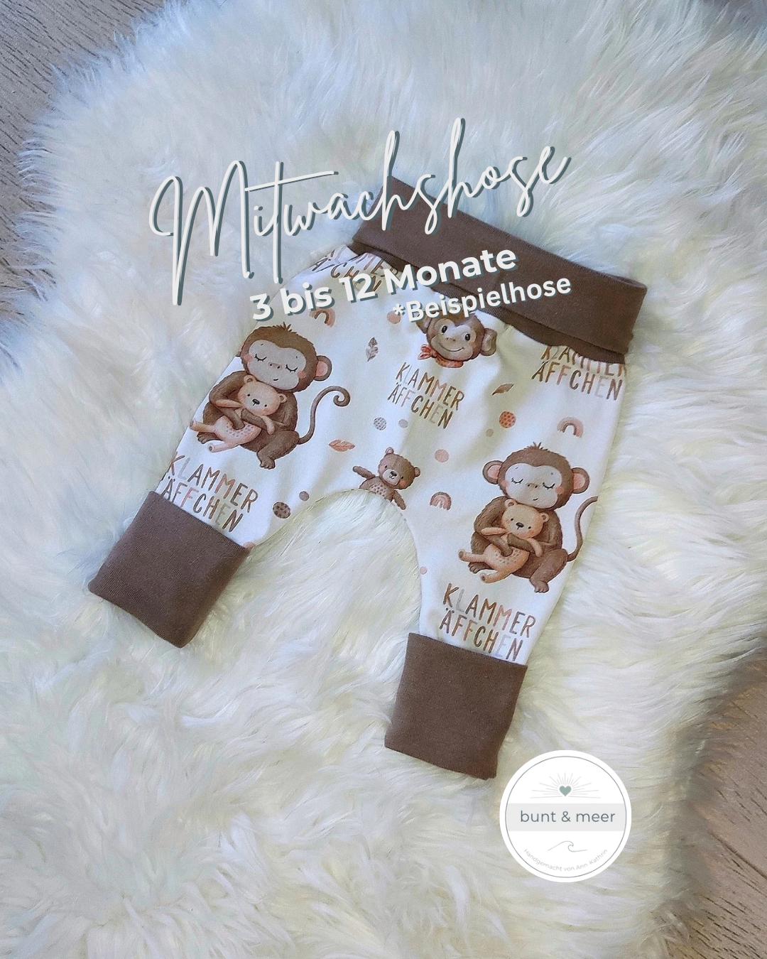 Mitwachshose Für Baby Wächst Mit Von Etwa 3-12 Monaten | Größe 62-80, Handgenähte Hose Aus Jersey, Bequeme Babyhose, Geschenk Zur Geburt von buntundmeer