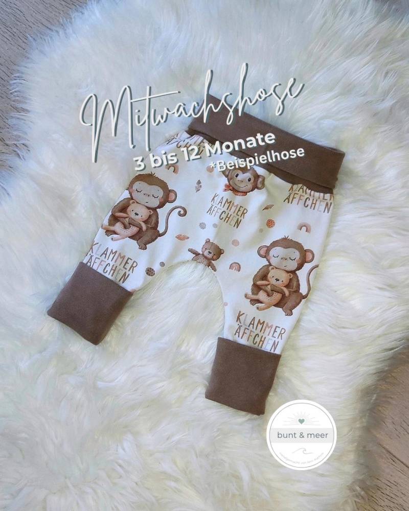 Mitwachshose Für Baby Wächst Mit Von Etwa 3-12 Monaten | Größe 62-80, Handgenähte Hose Aus Jersey, Bequeme Babyhose, Geschenk Zur Geburt von buntundmeer