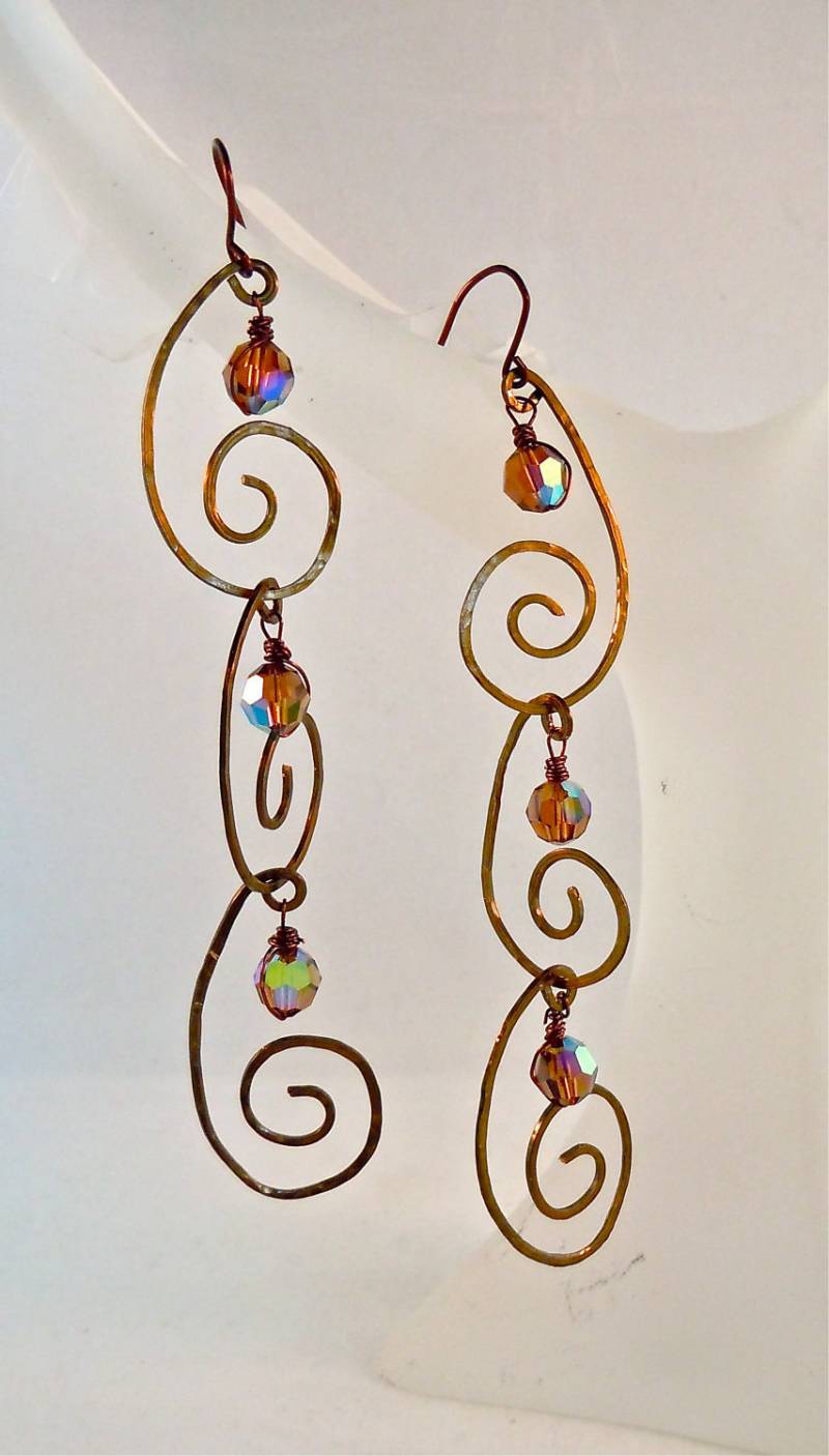 sterling Silber/Gold/Bronze Ohrringe, 3 Wege Getragen/Swarovski Kristalle/Edelsteine sterling Silber/Gold/Bronze Ohrringe, 3 Wege Getragen/Swarovski Kristalle/Edelsteine von buoyantearth