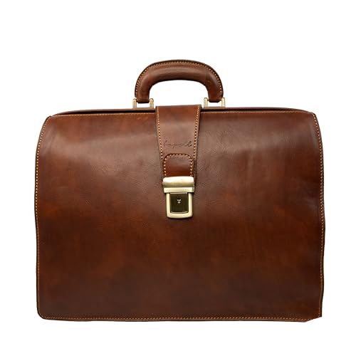 bupell Aktentasche Salvatore aus pflanzlich gegerbtem Leder - Handgefertigt in Italien - Marrone von bupell
