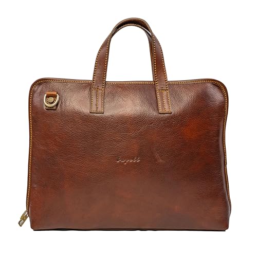 bupell Filigrane Aktentasche Laptoptasche Pietro aus pflanzlich gegerbtem Leder - Handgefertigt in Italien - Marrone von bupell