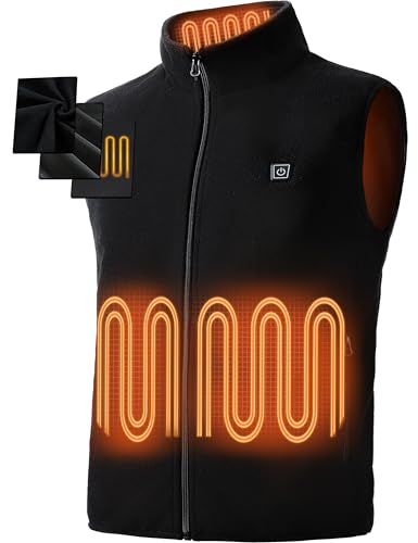 burngogo Beheizbare Weste Heizweste Herren Damen 6 Zonen Heizung 3 Temperaturregler Beheizte Weste (Ohne Powerbank) Beheizbare Jacke 3XL Schwarz von burngogo