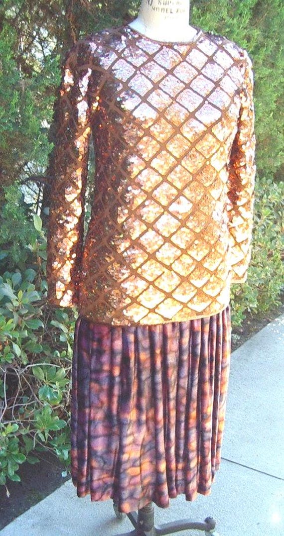 Cathy Hardwick Copper Sequin/Wolle Abendpullover Optional Panne "Rock Größe 8 Artikel # 862 Pullover von bushnellfashions