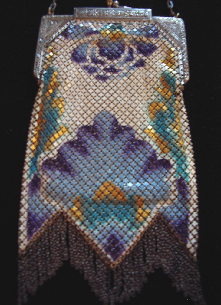 Mandalian 1920S Painted Metal Mesh Geldbörse Deco Design Perfekter Zustand Artikel # 116 Geldbörsen von bushnellfashions