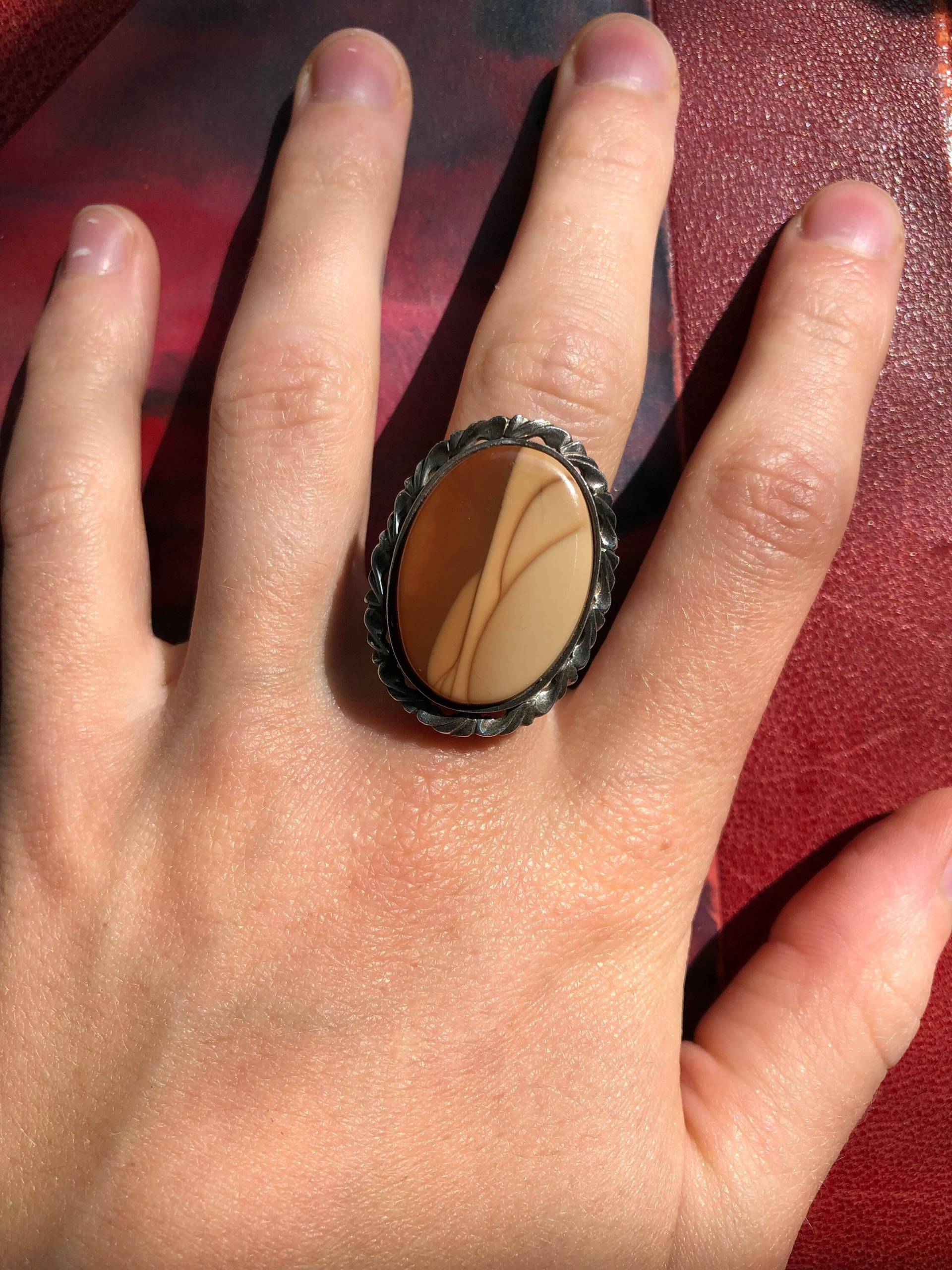 Vintage Sterling Silber Und Jaspis Ring Größe 7/Chunky Boho Großer Landschafts Vintage Sterling Silber Und Jaspis Ring Größe 7/Chunky Boho Großer Landschafts von LionsTailVintage