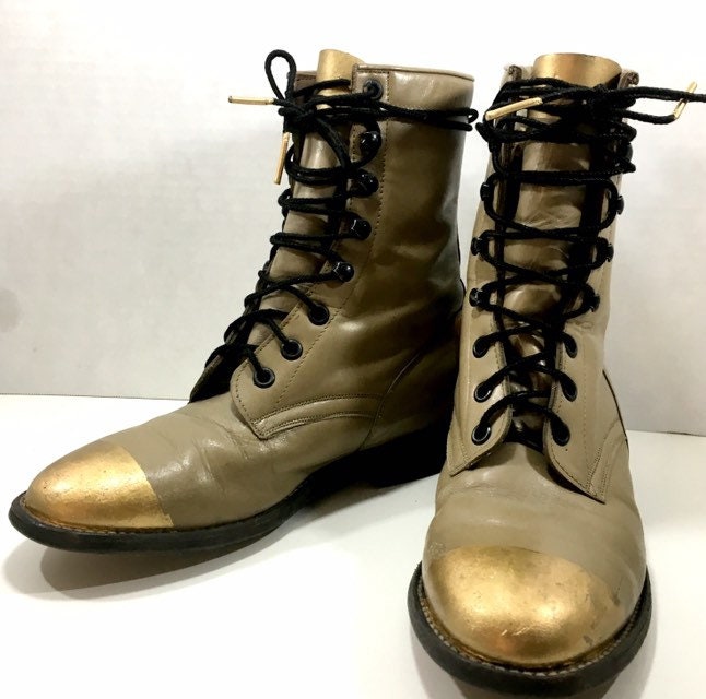 Beige Und Blattgold Schnüren Oma Roper Stiefel Frau Größe 38 M Beige Und Blattgold Schnüren Oma Roper Stiefel Frau Größe 38 M von busstopshop