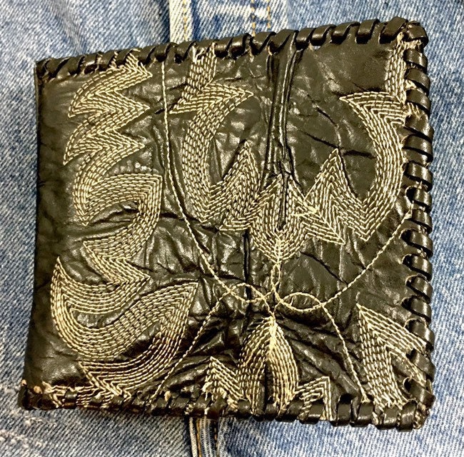 Vintage Cowboy-stiefel-Geldbörse Aus Schwarzem Leder Vintage Cowboy-stiefel-Geldbörse Aus Schwarzem Leder von busstopshop