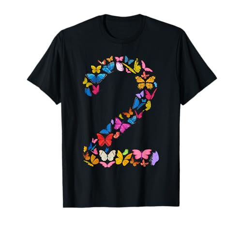 2. Geburtstag Schmetterlinge 2 Jahre alt Mädchen Schmetterling Liebhaber T-Shirt von butterfly love birthday