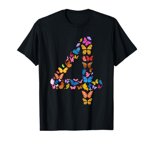 4. Geburtstag Schmetterlinge 4 Jahre alt Mädchen Schmetterling Liebhaber T-Shirt von butterfly love birthday