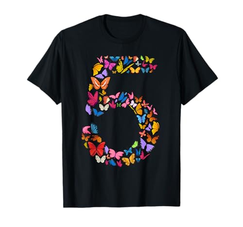 5. Geburtstag Schmetterlinge 5 Jahre alte Mädchen Schmetterling Liebhaber T-Shirt von butterfly love birthday