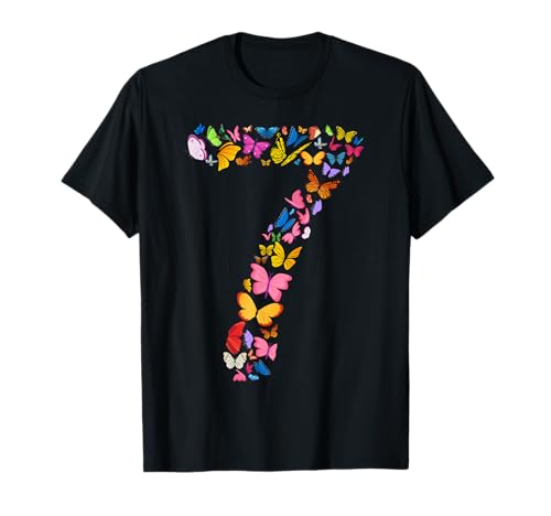 7. Geburtstag Schmetterlinge 7 Jahre alt Mädchen Schmetterling Liebhaber T-Shirt von butterfly love birthday