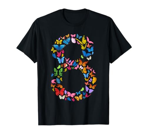 8. Geburtstag Schmetterlinge 8 Jahre alt Mädchen Schmetterling Liebhaber T-Shirt von butterfly love birthday