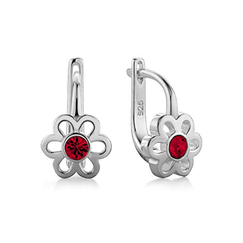 butterfly Mädchen Silber-Ohrringe Sterling-Silber 925 rot Swarovski Elements Original Blume Öko-Verpackung Firmung Geschenk von butterfly