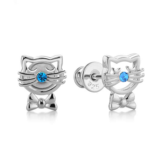 butterfly Mädchen Ohrstecker Sterling-Silber 925 Blau Swarovski Elements Original Katze Eco-Verpackung Geschenk von butterfly