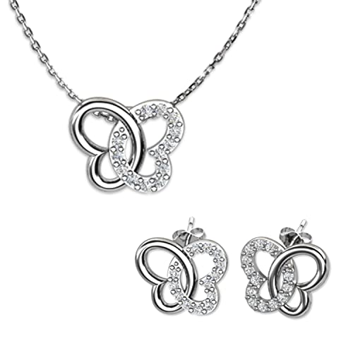 butterfly Schmuckset Aus Halskette Und Ohrringen Mit Kristallverziertem Schmetterlingsanhänger von butterfly