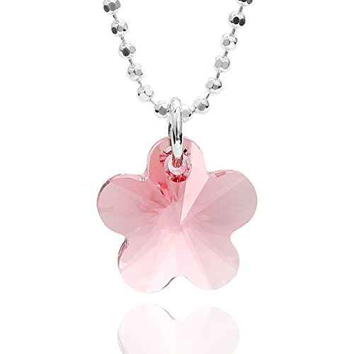 butterfly Kinderkette Mädchen Hals-Kette Silber 925 Swarovski Elements Blume Anhänger rosa längen-verstellbar Nachhaltige Verpackung Taufe Geschenk von butterfly