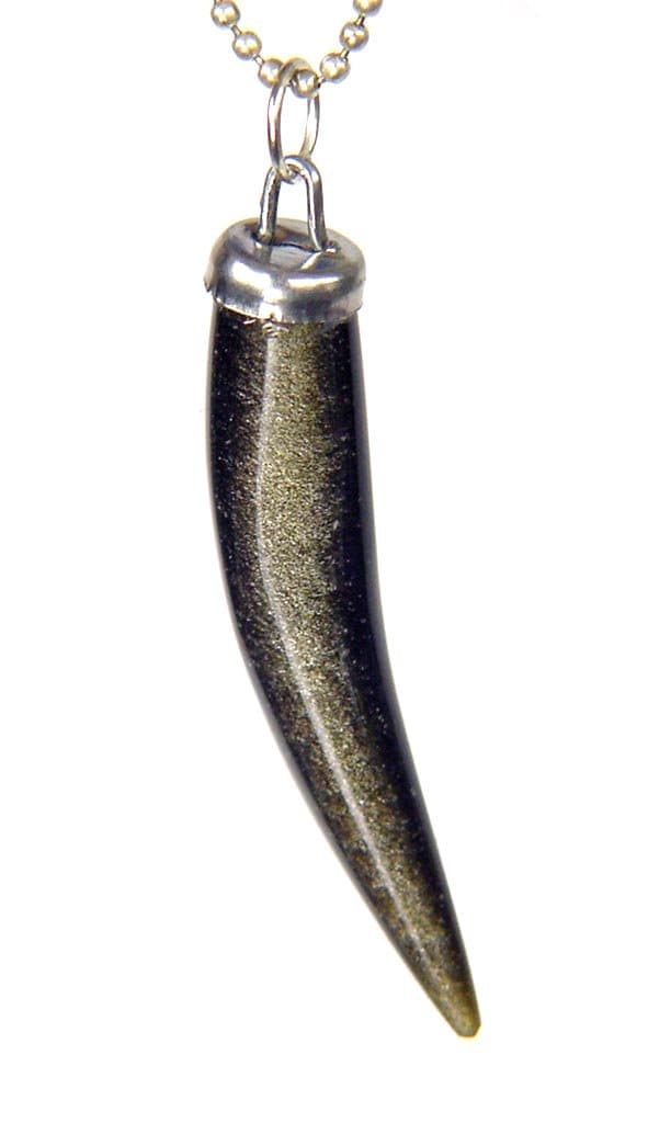 Goldschimmer Obsidian Zahn Stoßzahn Anhänger Pagan Mit Kette 7062K Goldschimmer Obsidian Zahn Stoßzahn Anhänger Pagan Mit Kette 7062K von butw