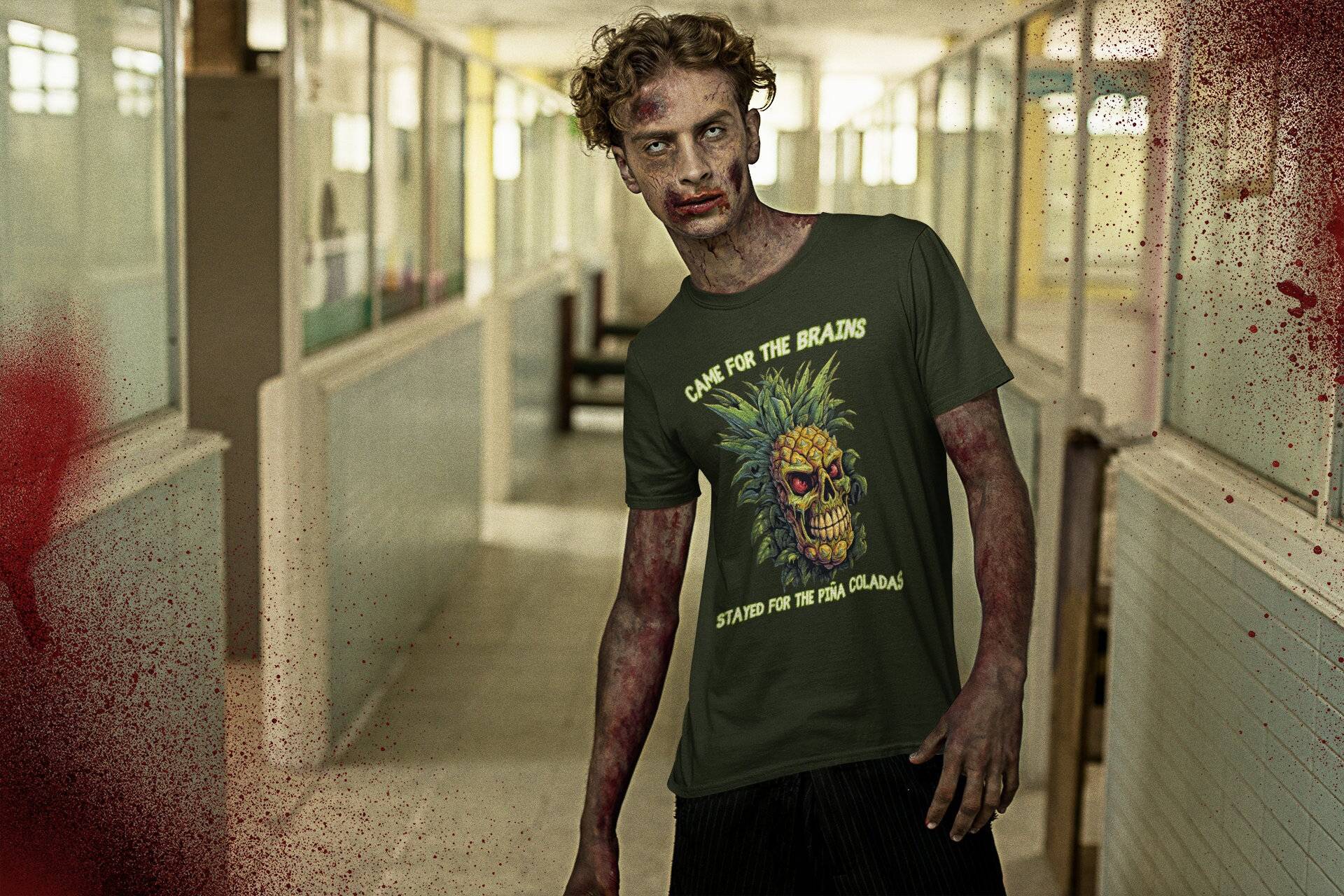 Ananas-Zombie/Premium-Unisex-Hemd Für Halloween Party-Hemd Ich Kam Wegen Der Gehirne, Aber Blieb Pina Coladas von buyai