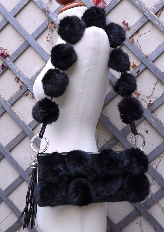 1970-Mod-stil Lapin Pelz Pom Kupplung & Modellneuheiten Schulter Gurt 1970-Mod-stil Lapin Pelz Pom Kupplung & Modellneuheiten Schulter Gurt von buydanusha