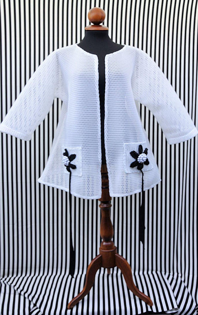 Cool Resort Stil Weiß Techno-Netz 3/4 Badebekleidung A-Linie Kimono Cover Up Cool Resort Stil Weiß Techno-Netz 3/4 Badebekleidung A-Linie Kimono Cover Up von buydanusha