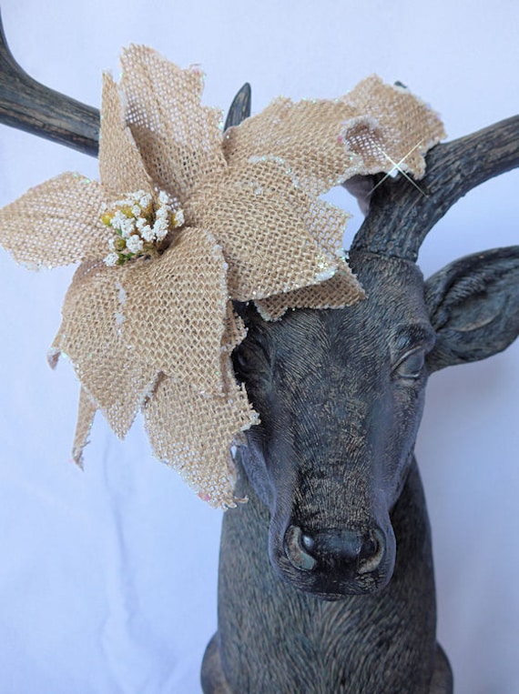 Große Beige Glitter Sackleinen Weihnachtsstern Und Ripsband Xmas Stirnband, Kopfschmuck, Fascinator Große Beige Glitter Sackleinen Weihnachtsstern Und Ripsband Xmas Stirnband, Kopfschmuck, Fascinator von buydanusha