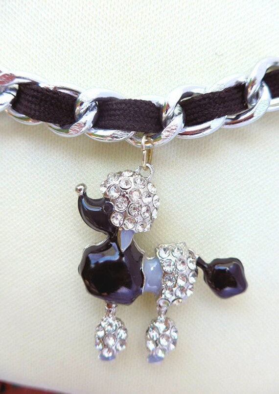 Handgemachte Einzelne Bordstein Kette Belli Gürtel Mit Reichen Schwarz Gewebten Band, Herz, Pudel, Kristall Teddy, Handtasche Und Bows.geschenk Für Handgemachte Einzelne Bordstein Kette Belli Gürtel Mit Reichen Schwarz Gewebten Band, Herz, Pudel, Kristall Teddy, Handtasche Und Bows.geschenk Für von buydanusha