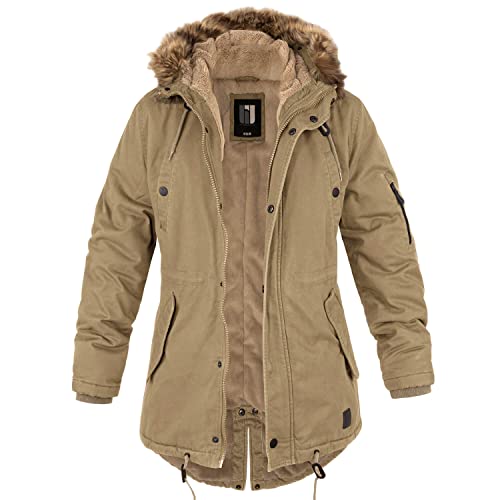 bw-online-shop Ladies Fishtail Winterparka mit Futter camel - M von bw-online-shop