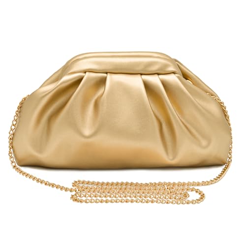 bwszrosa Clutch Damen plissierte Hochzeit Abendtasche Handtasche mit Abnehmbarer Kette Unterarmtasche Umhängetasche, Mittlerer Größe von bwszrosa