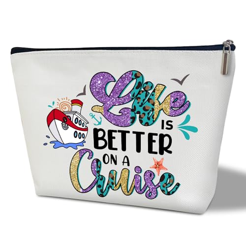 Cruise Make-up-Tasche, Life Is Better On A Cruise, Make-up-Reisetasche, Frauen, Urlaubsgeschenk für Kreuzfahrt-Liebhaber, Tochter, Ehefrau, BFF Schwester, Kulturbeutel, beste Freundin, Strand, von bxtala