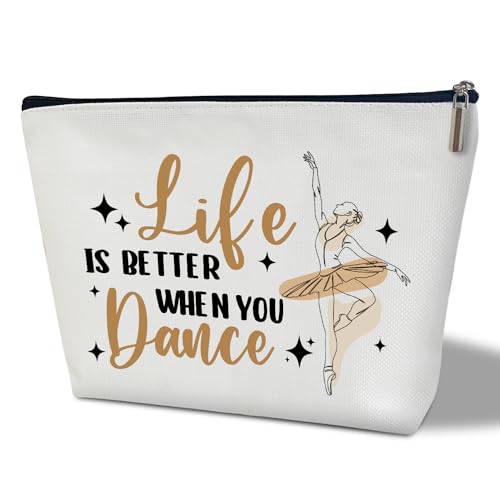 Make-up-Tasche für Balletttänzerin, Life is Better When You Dance, Make-up-Reisetasche, Frauen, Wertschätzungsgeschenk für Tanzlehrer, Tanzliebhaber, Besties Kulturbeutel, Schwester, Mutter, von bxtala