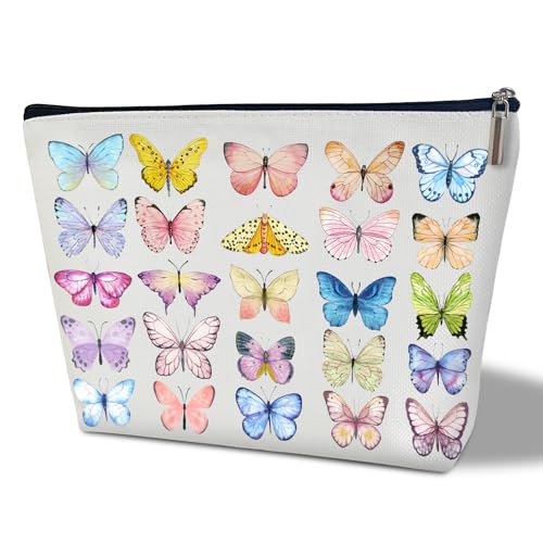 bxtala Bunte Schmetterling-Make-up-Tasche, Frauen-Make-up-Reisetasche, ästhetisches Geschenk für Schmetterlings-Liebhaber, Freund, Tochter, Kulturbeutel, Schwester, Mutter, Reisezubehör-Tasche -24, von bxtala