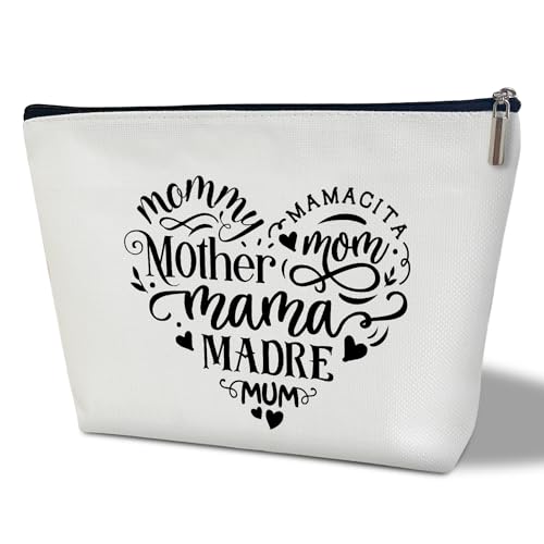 bxtala Mutter Make-up Tasche, Mama Make-up Reisetasche, Frauen Muttertag Wertschätzung Geschenk für Mutter, Mama Multifunktions Kulturbeutel, Mama schwarz und weiß Herz Reise Zubehör Tasche -03, von bxtala