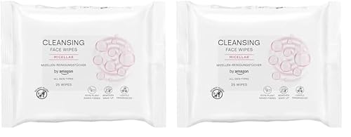 by Amazon Gesichtsreinigungstücher mit Mizellen-Make-up-Entferner, parfümiert, 25 Tücher (Packung mit 2) von by Amazon